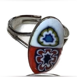 NEW Vintage cocktail ring Millefiori Adjustable